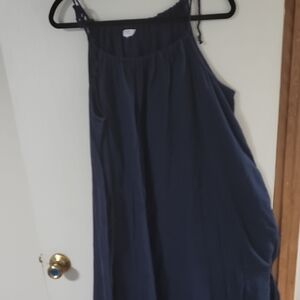 Time and Tru Navy Sleeveless Maxi Dress with Tie Straps